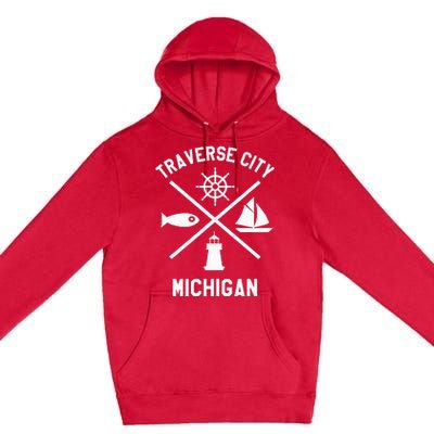 Traverse City Northern Michigan Sailing Boating Premium Pullover Hoodie