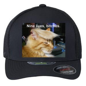 Trump Cat Nine Lives Bitches Flexfit Unipanel Trucker Cap