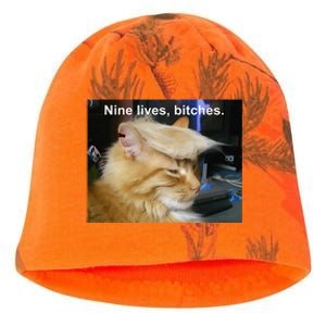 Trump Cat Nine Lives Bitches Kati - Camo Knit Beanie