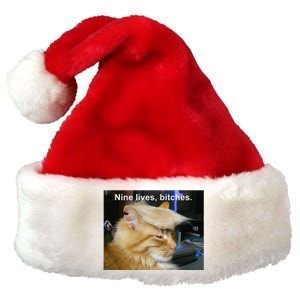 Trump Cat Nine Lives Bitches Premium Christmas Santa Hat