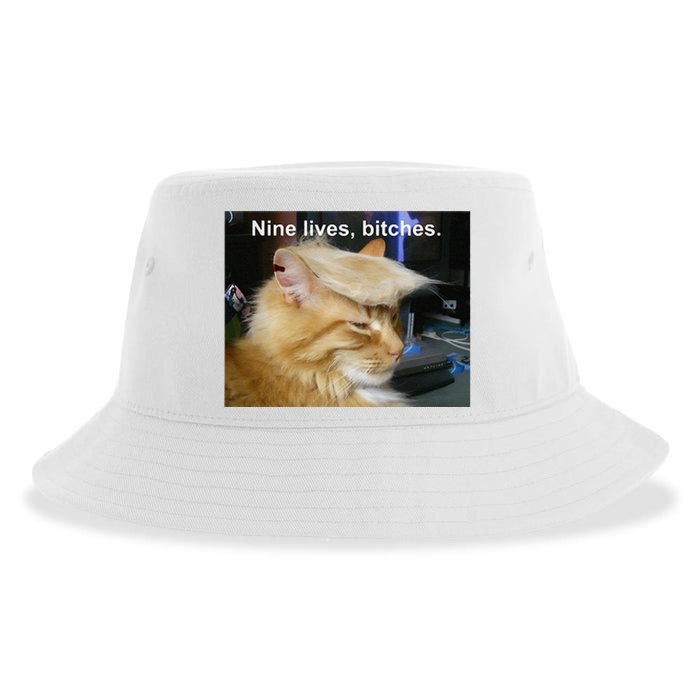 Trump Cat Nine Lives Bitches Sustainable Bucket Hat