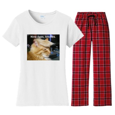 Trump Cat Nine Lives Bitches Women's Flannel Pajama Set