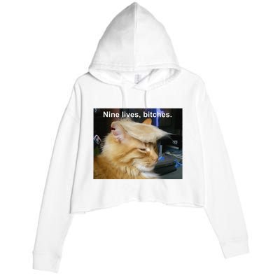 Trump Cat Nine Lives Bitches Crop Fleece Hoodie