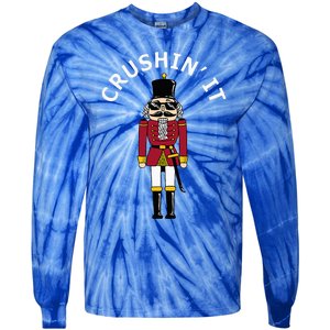 Trendy Christmas Nutcracker Crushin It Tie-Dye Long Sleeve Shirt