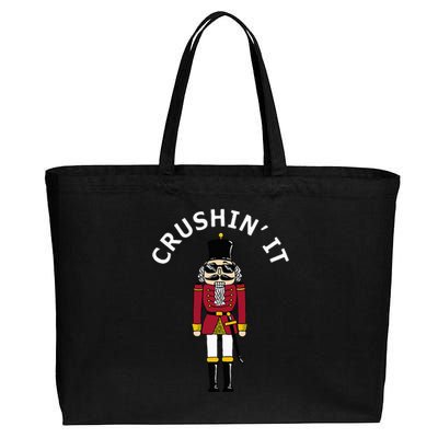 Trendy Christmas Nutcracker Crushin It Cotton Canvas Jumbo Tote