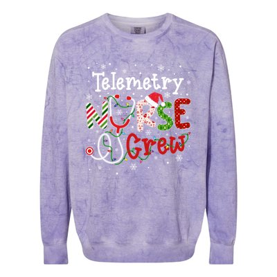 Telemetry Christmas Nurse Crew Nursing Christmas Pattern Great Gift Colorblast Crewneck Sweatshirt