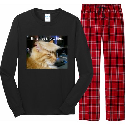 Trump Cat Nine Lives Bitches Long Sleeve Pajama Set