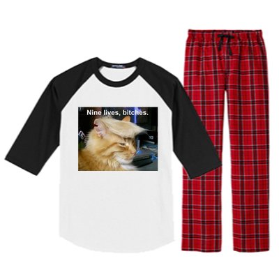 Trump Cat Nine Lives Bitches Raglan Sleeve Pajama Set