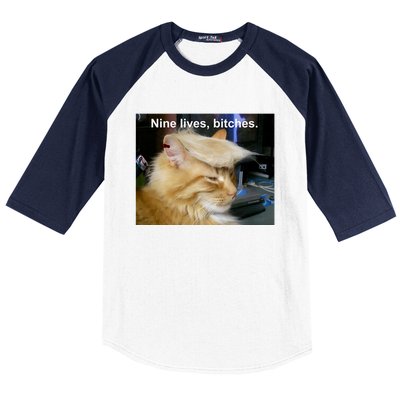 Trump Cat Nine Lives Bitches Baseball Sleeve Shirt