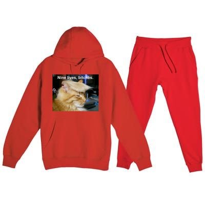 Trump Cat Nine Lives Bitches Premium Hooded Sweatsuit Set