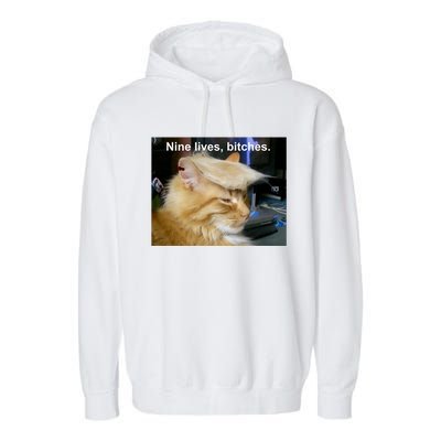 Trump Cat Nine Lives Bitches Garment-Dyed Fleece Hoodie