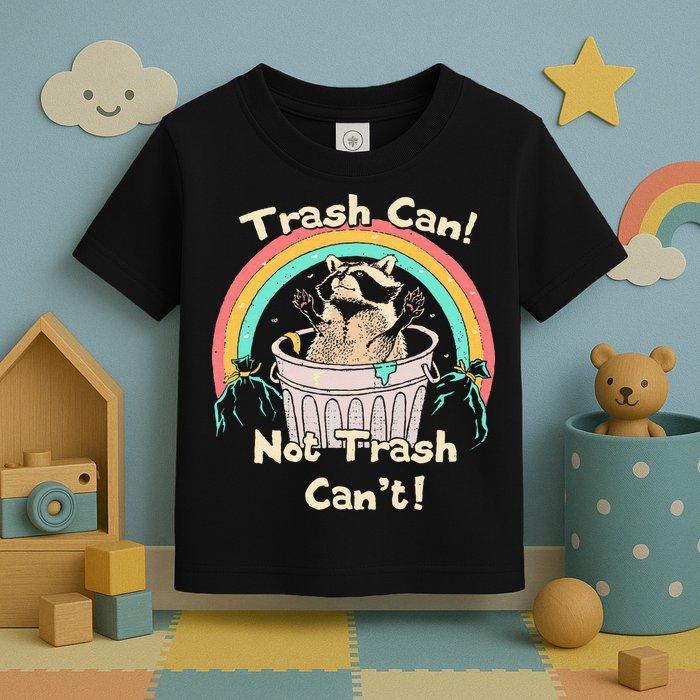 Trash Can Not Trash CanT Funny Raccoon Toddler T-Shirt