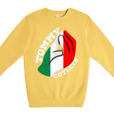 Tommy Cutlets New York Italian Flag Football Premium Crewneck Sweatshirt