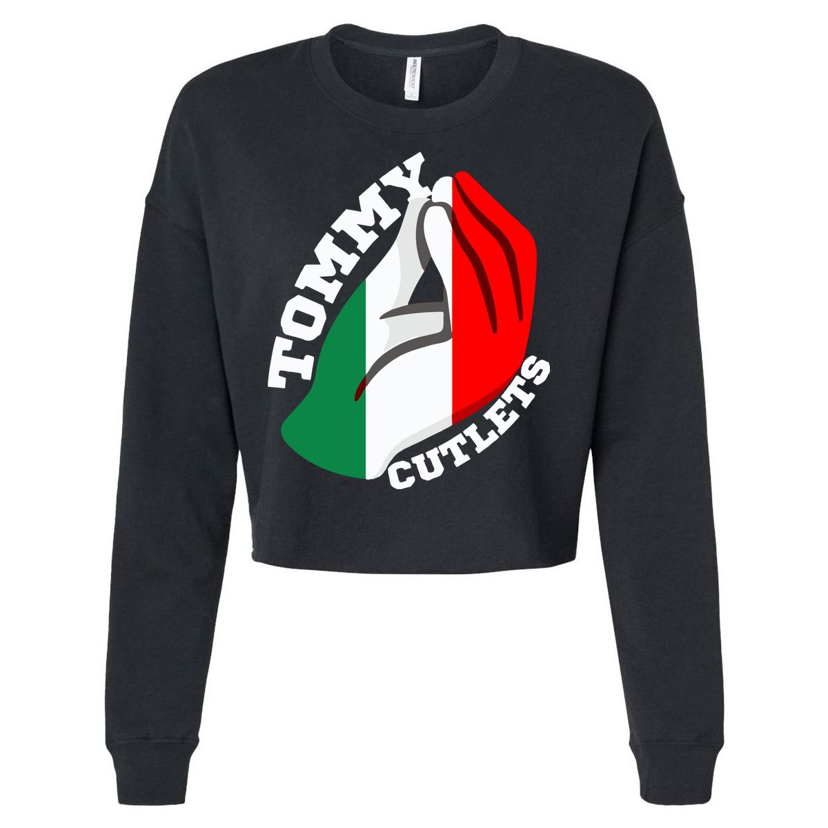 Tommy Cutlets New York Italian Flag Football Cropped Pullover Crew