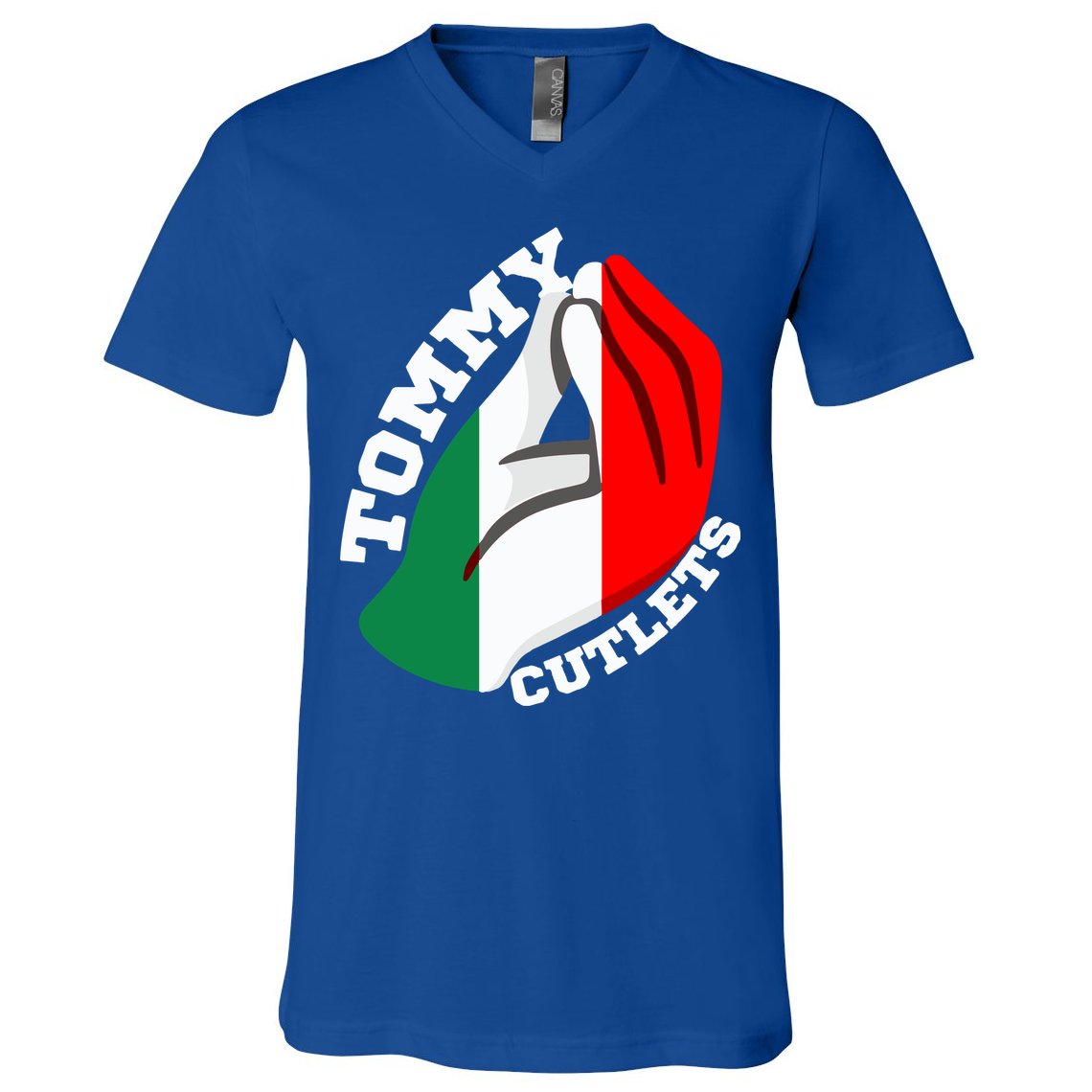 Tommy Cutlets New York Italian Flag Football V-Neck T-Shirt