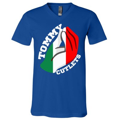 Tommy Cutlets New York Italian Flag Football V-Neck T-Shirt