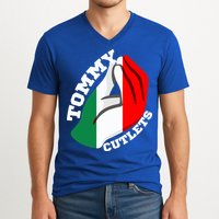 Tommy Cutlets New York Italian Flag Football V-Neck T-Shirt