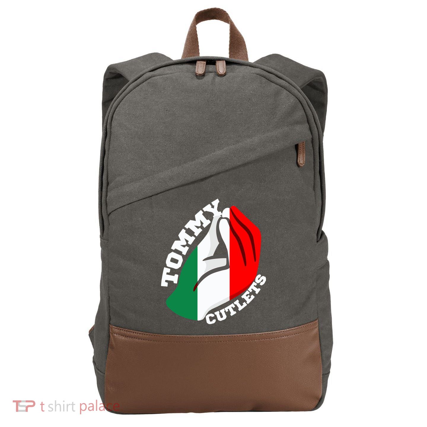Tommy Cutlets New York Italian Flag Football Cotton Canvas Backpack