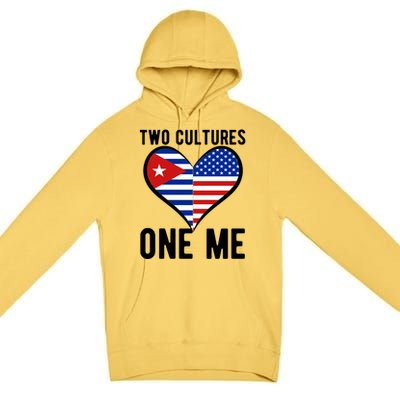 Two Cultures One Me Cuban American Heart Flag Premium Pullover Hoodie