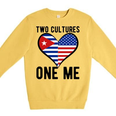 Two Cultures One Me Cuban American Heart Flag Premium Crewneck Sweatshirt