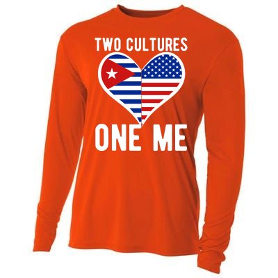 Two Cultures One Me Cuban American Heart Flag Cooling Performance Long Sleeve Crew