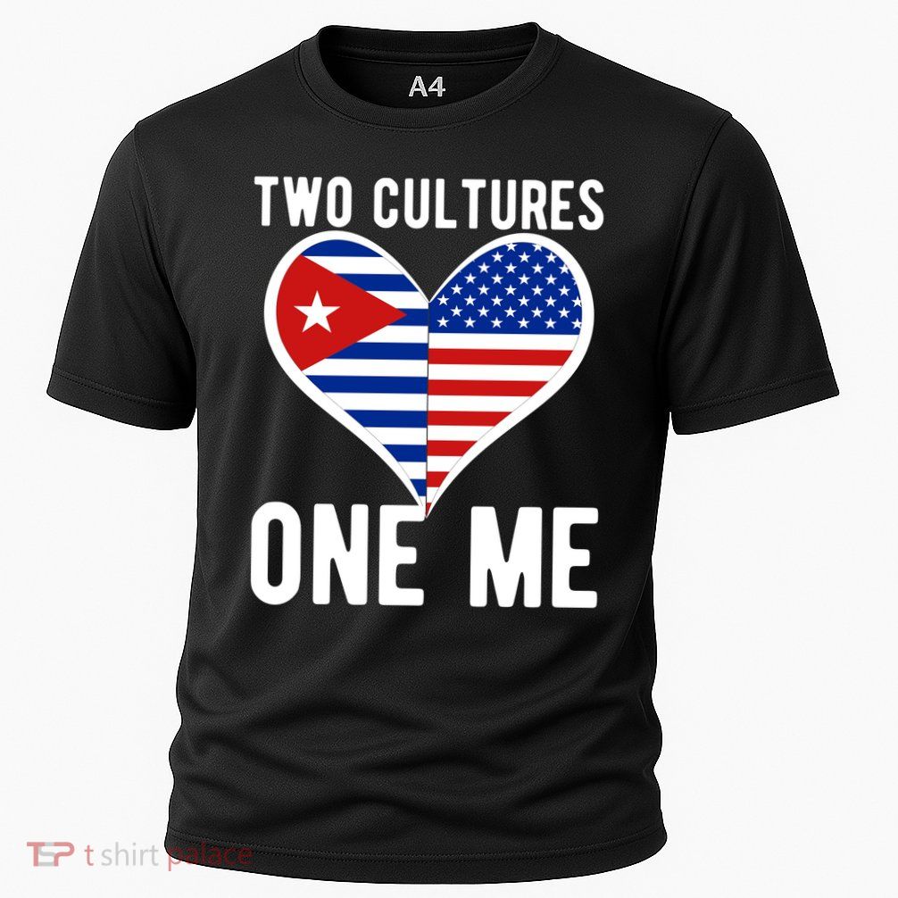 Two Cultures One Me Cuban American Heart Flag Cooling Performance Crew T-Shirt