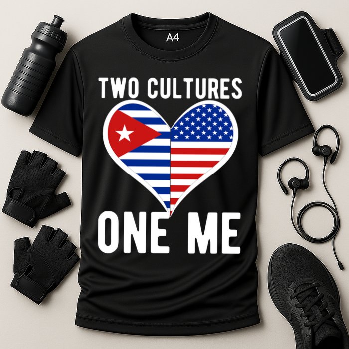 Two Cultures One Me Cuban American Heart Flag Performance Shirt