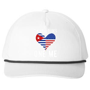 Two Cultures One Me Cuban American Heart Flag Snapback Five-Panel Rope Hat