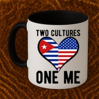 Two Cultures One Me Cuban American Heart Flag Mug