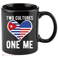 Two Cultures One Me Cuban American Heart Flag 11oz C Handle Ceramic Mug