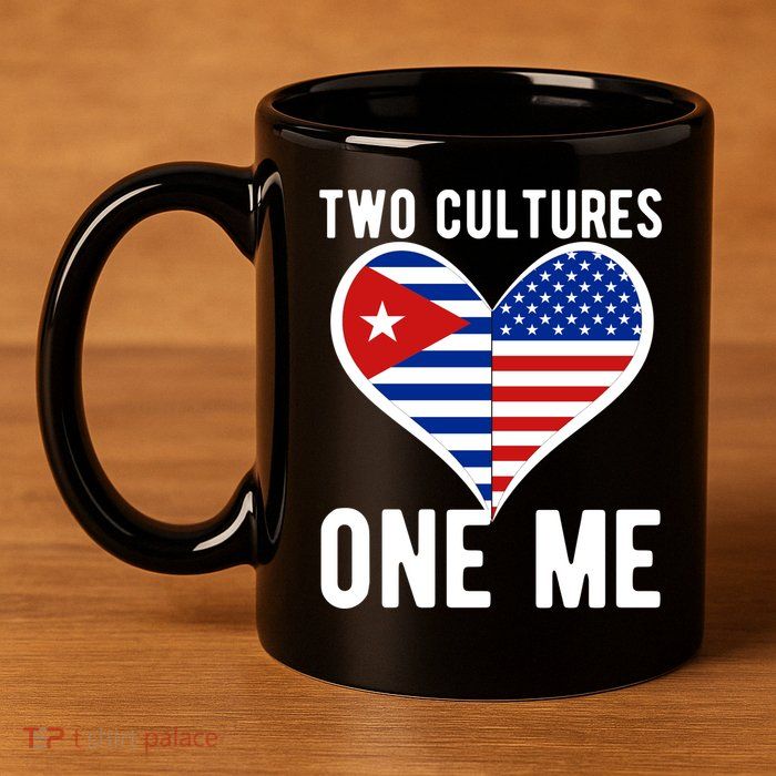 Two Cultures One Me Cuban American Heart Flag 11oz C Handle Ceramic Mug