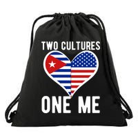 Two Cultures One Me Cuban American Heart Flag Drawstring Bag