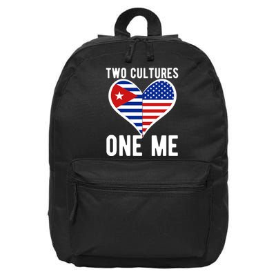 Two Cultures One Me Cuban American Heart Flag 16 in Basic Backpack