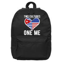 Two Cultures One Me Cuban American Heart Flag 16 in Basic Backpack