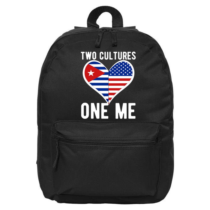 Two Cultures One Me Cuban American Heart Flag 16 in Basic Backpack
