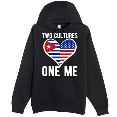 Two Cultures One Me Cuban American Heart Flag Premium Pullover Hoodie