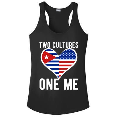 Two Cultures One Me Cuban American Heart Flag Ladies PosiCharge Competitor Racerback Tank
