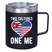 Two Cultures One Me Cuban American Heart Flag 12oz Stainless Steel Coffee Mug