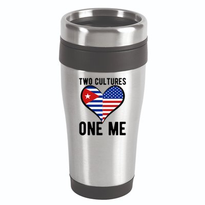 Two Cultures One Me Cuban American Heart Flag 16oz Travel Tumbler