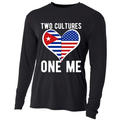 Two Cultures One Me Cuban American Heart Flag Cooling Performance Long Sleeve Crew