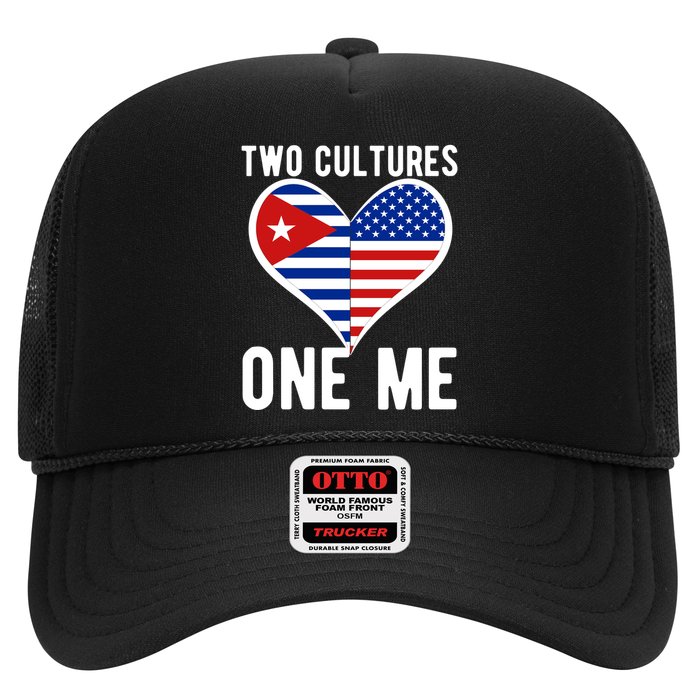 Two Cultures One Me Cuban American Heart Flag Trucker Hat