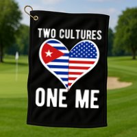 Two Cultures One Me Cuban American Heart Flag Golf Towel