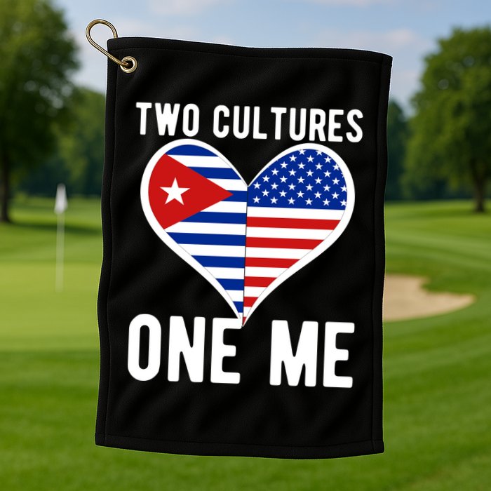 Two Cultures One Me Cuban American Heart Flag Golf Towel