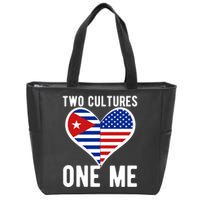Two Cultures One Me Cuban American Heart Flag Zip Tote Bag