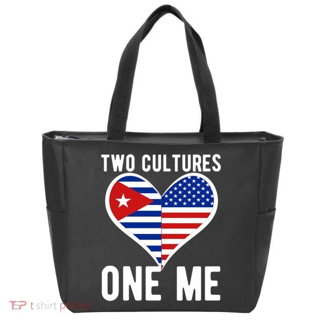 Two Cultures One Me Cuban American Heart Flag Zip Tote Bag
