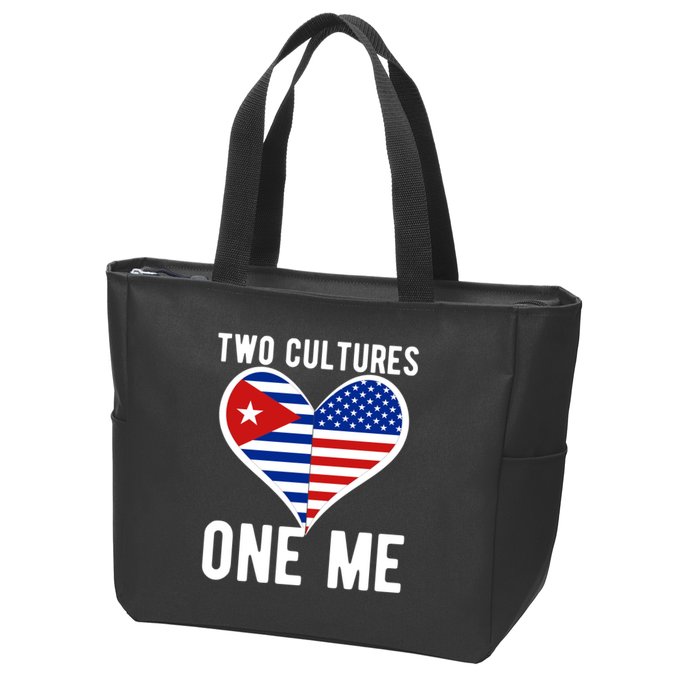 Two Cultures One Me Cuban American Heart Flag Zip Tote Bag