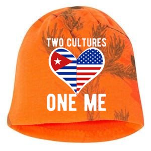 Two Cultures One Me Cuban American Heart Flag Kati - Camo Knit Beanie