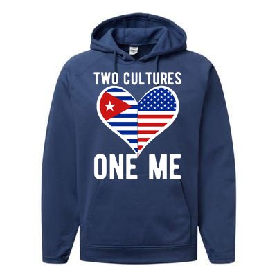 Two Cultures One Me Cuban American Heart Flag Performance Fleece Hoodie