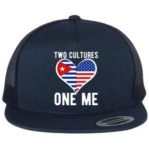 Two Cultures One Me Cuban American Heart Flag Flat Bill Trucker Hat