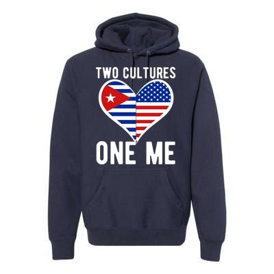 Two Cultures One Me Cuban American Heart Flag Premium Hoodie